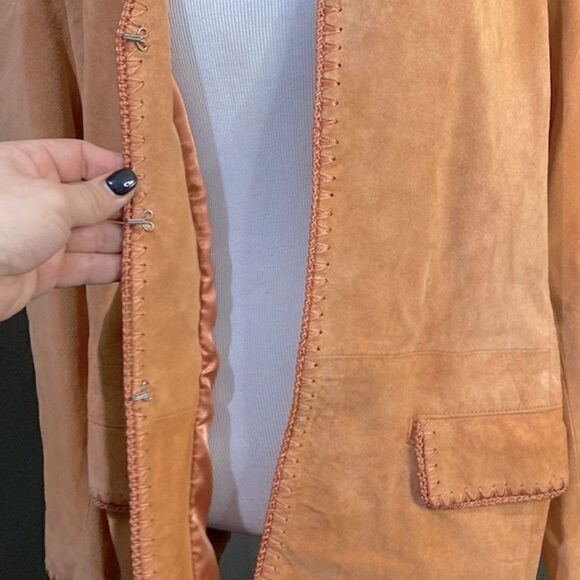 Vintage Jerry Lewis Classic Luxuries Orange Peach Suede Jacket - Picture 9 of 12